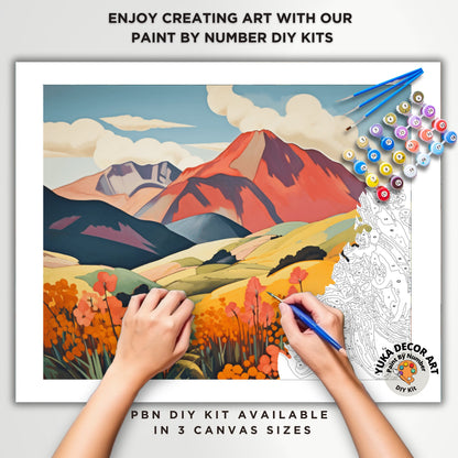 Mountain Flowers PAINT by NUMBER DIY Kit Adult Landscape Valley Easy Beginner Acrylic Painting Art Canvas Christmas Gift For Grandma Grandpa