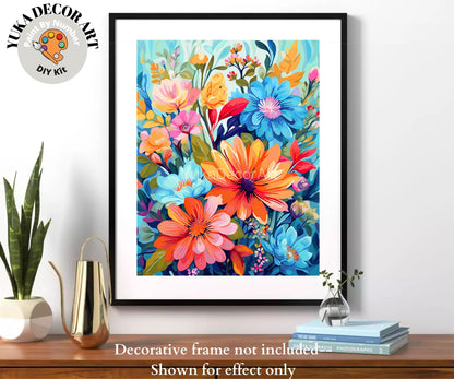 Floral PAINT by NUMBER Kit for Adults Garden Flowers DIY painting Easy Beginners Acrylic Paint Kit Wall Art Decor Mom Gift