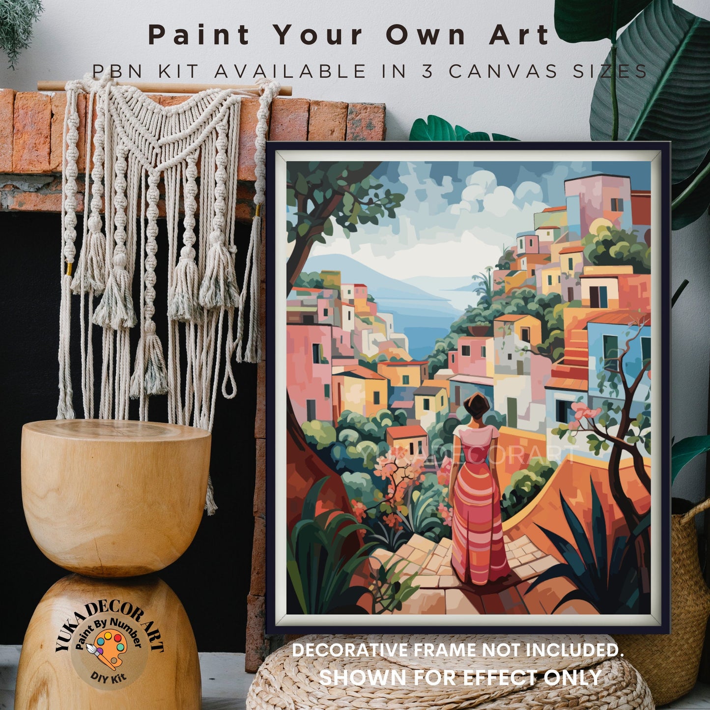 PAINT by NUMBER Kit Adult Mediterranean Landscape Woman Art Minimalist Style DIY Painting Easy Beginners Acrylic Paint Kit Premium Art Gift