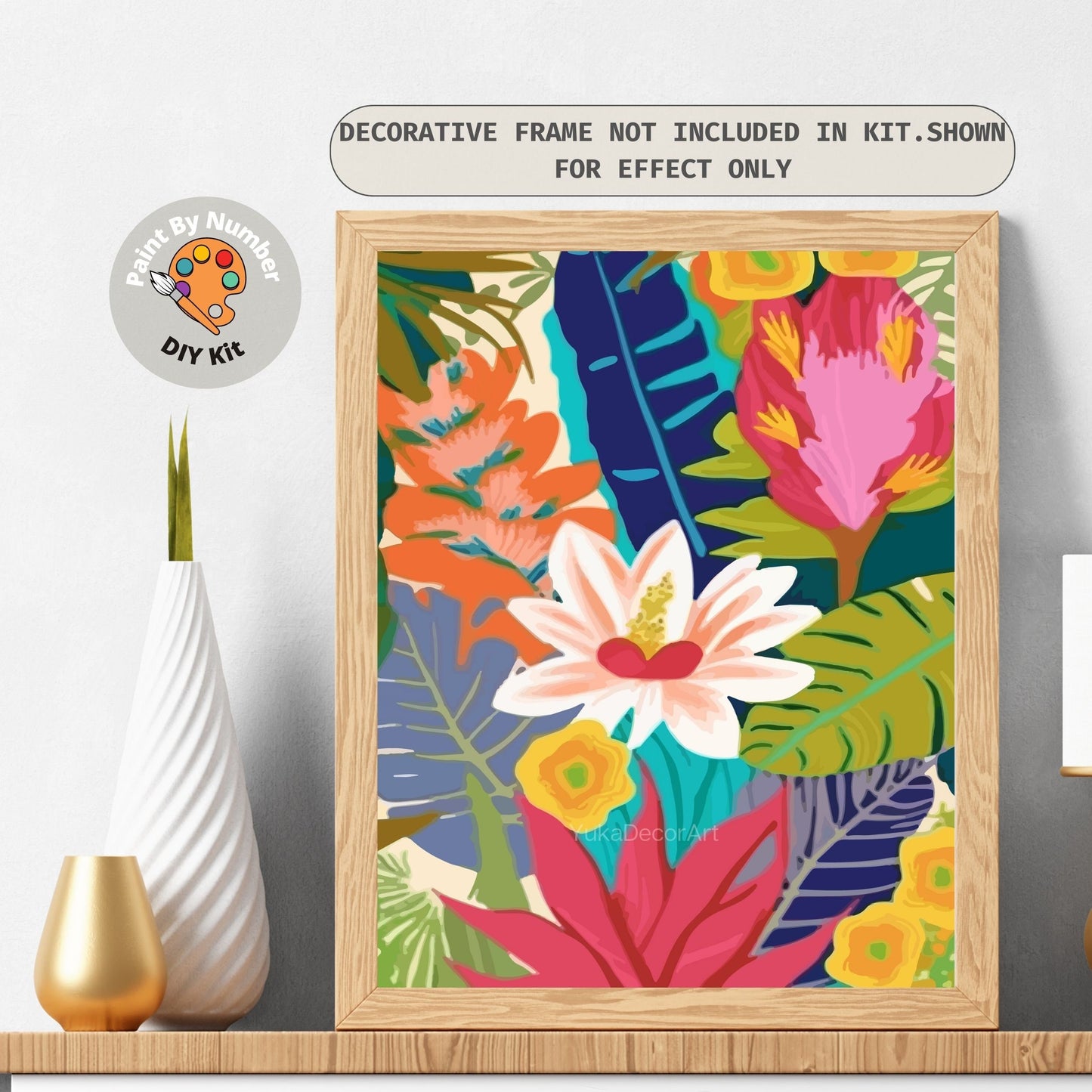 PAINT by NUMBER Kit for Adults ,Garden Flowers Botanical Abstract Art ,Easy Beginners Acrylic Paint DIY Kit ,Living Bedroom Wall Art Decor