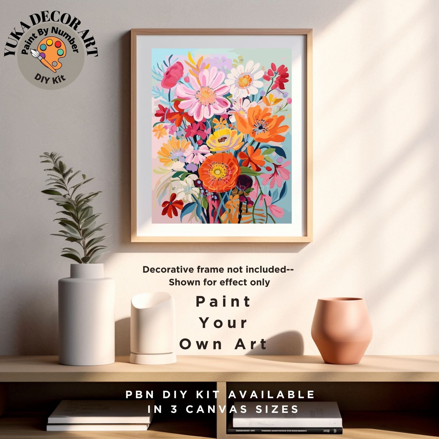 WildFlowers PAINT by NUMBERS Kit Adults Garden DIY Painting Chic Floral Easy Beginners Paint Hobby Kit Wall Decor Art Gift