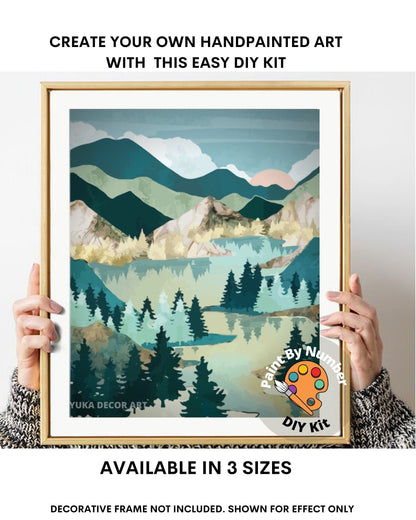 Paint by Numbers DIY Kit Adults | Modern Art,Mountain Valley ,Abstract Landscape | Easy Beginner's Acrylic Painting |Wall Art Gift