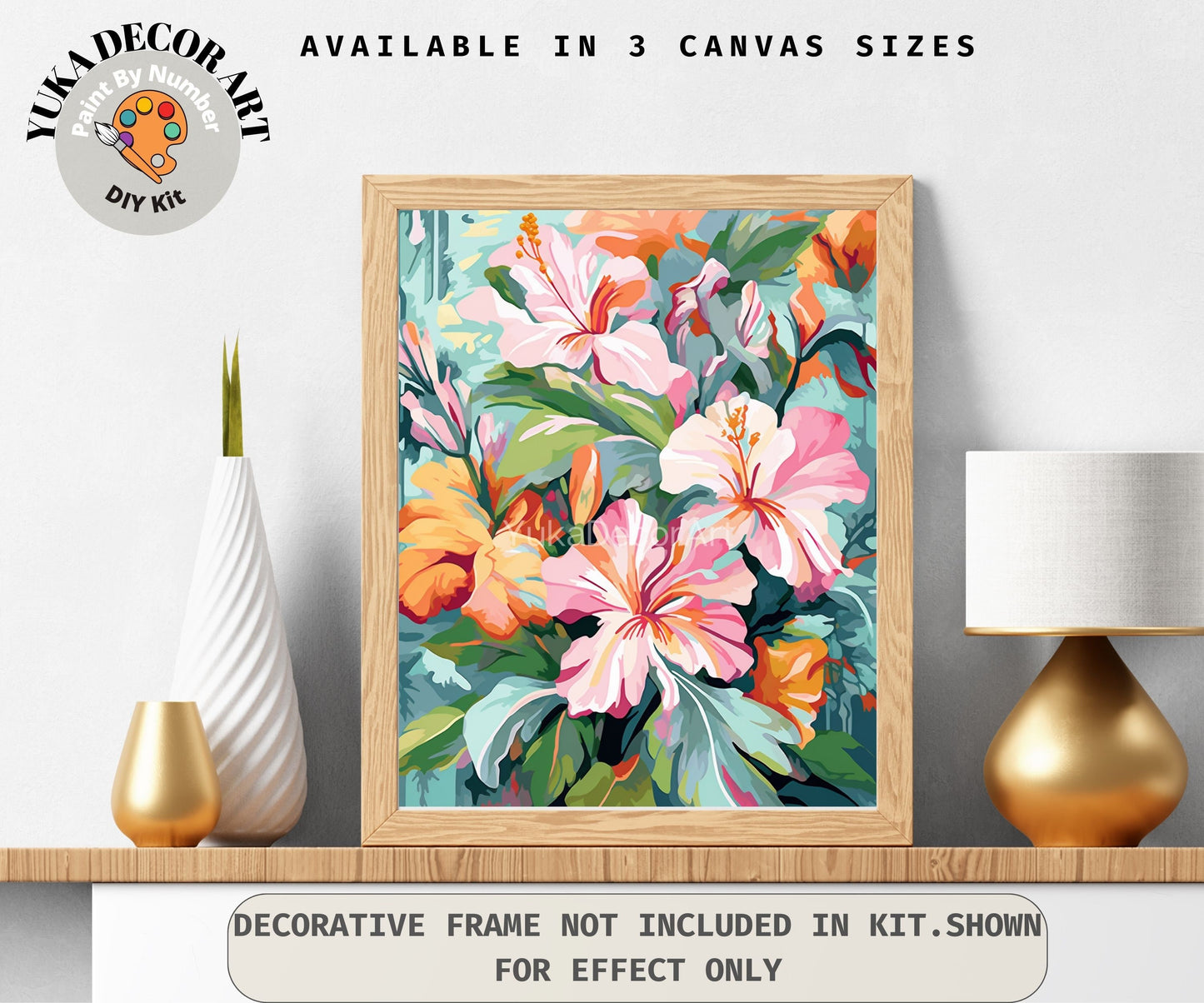 Garden Flower PAINT by NUMBER Kit for Adults Nature Flowers Art Easy Beginners Acrylic Paint DIY Kit Wall Art Gift For Mom Grandmother Wife