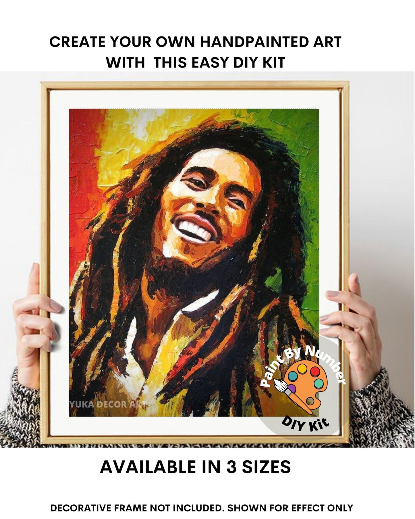 PAINT by NUMBER Kit Adult ,Bob Marley Abstract Multicolor, Easy DIY Beginners Acrylic Painting Kit , Wall Art Home Decor Gift