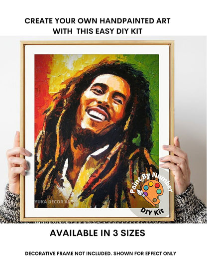 PAINT by NUMBER Kit Adult ,Bob Marley Abstract Multicolor, Easy DIY Beginners Acrylic Painting Kit , Wall Art Home Decor Gift