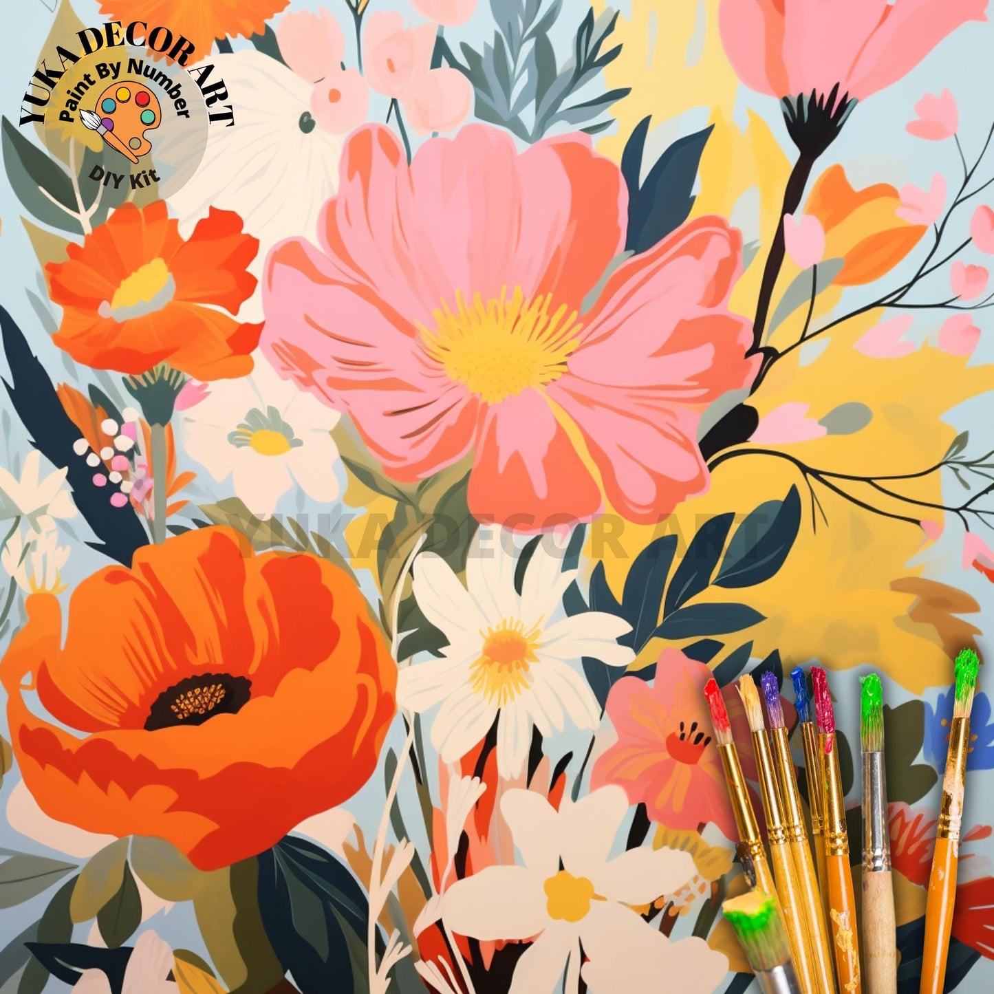 WildFlowers PAINT by NUMBER Kit for Adults Mountain Landscape Painting Easy Beginners Paint DIY Kit Wall Art Anniversary Gift Mom Girlfriend