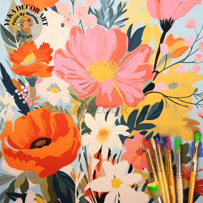 WildFlowers PAINT by NUMBER Kit for Adults Mountain Landscape Painting Easy Beginners Paint DIY Kit Wall Art Anniversary Gift Mom Girlfriend