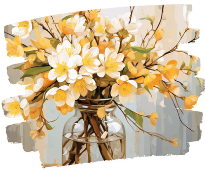 Yellow Flowers PAINT by NUMBER Kit Adults Set Of 2 Garden Flowers DIY Painting Easy Beginners Kit Wall Art Birthday Gift Mom Grandma Sister