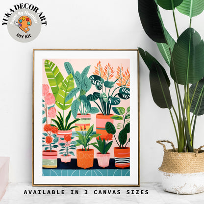 House Plants PAINT by NUMBER Kit for Adults Minimalist DIY painting Easy Beginners Acrylic Paint Kit Living Wall Art  Gift