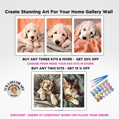 Cute Puppy PAINT by NUMBER Kit Adult Painting DIY Coloring by Numbers Set Easy Beginners Birthday Gift For Kids Holiday Activity Kit