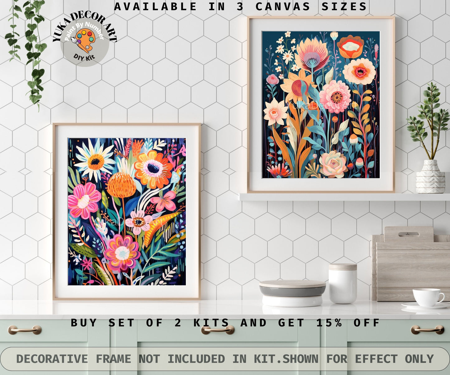 WildFlowers PAINT by NUMBER Kit for Adults Spring Flowers Painting Easy Beginners Acrylic Paint DIY Kit Wall Art Decor Gift