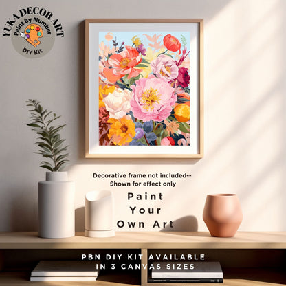 Flowers PAINT by NUMBER Kit for Adults Wildflowers Garden DIY Painting Floral Easy Beginners Painting Hobby Kit Decor Gift