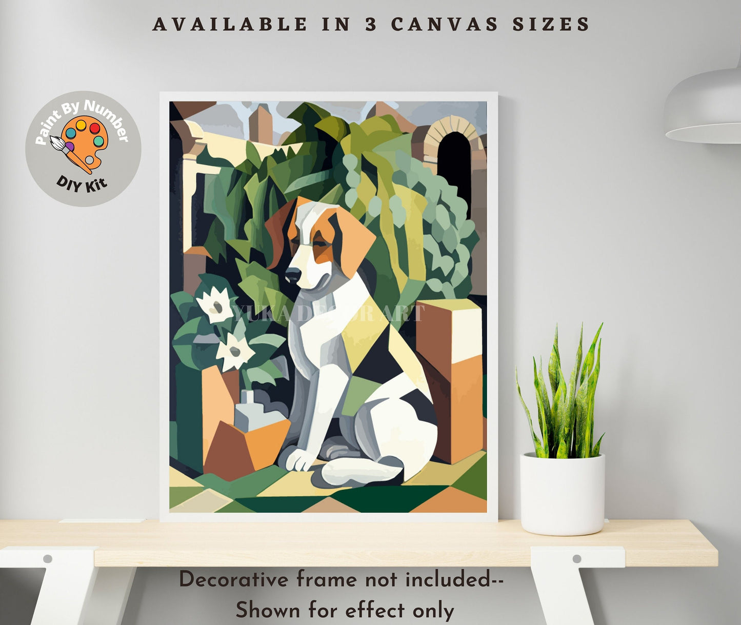 Dog PAINT by NUMBER Adult Kit ,Pet Dog portrait Foliage Plants ,Artist DIY Beginners Acrylic Paint Canvas Kit ,Wall Decor Gift
