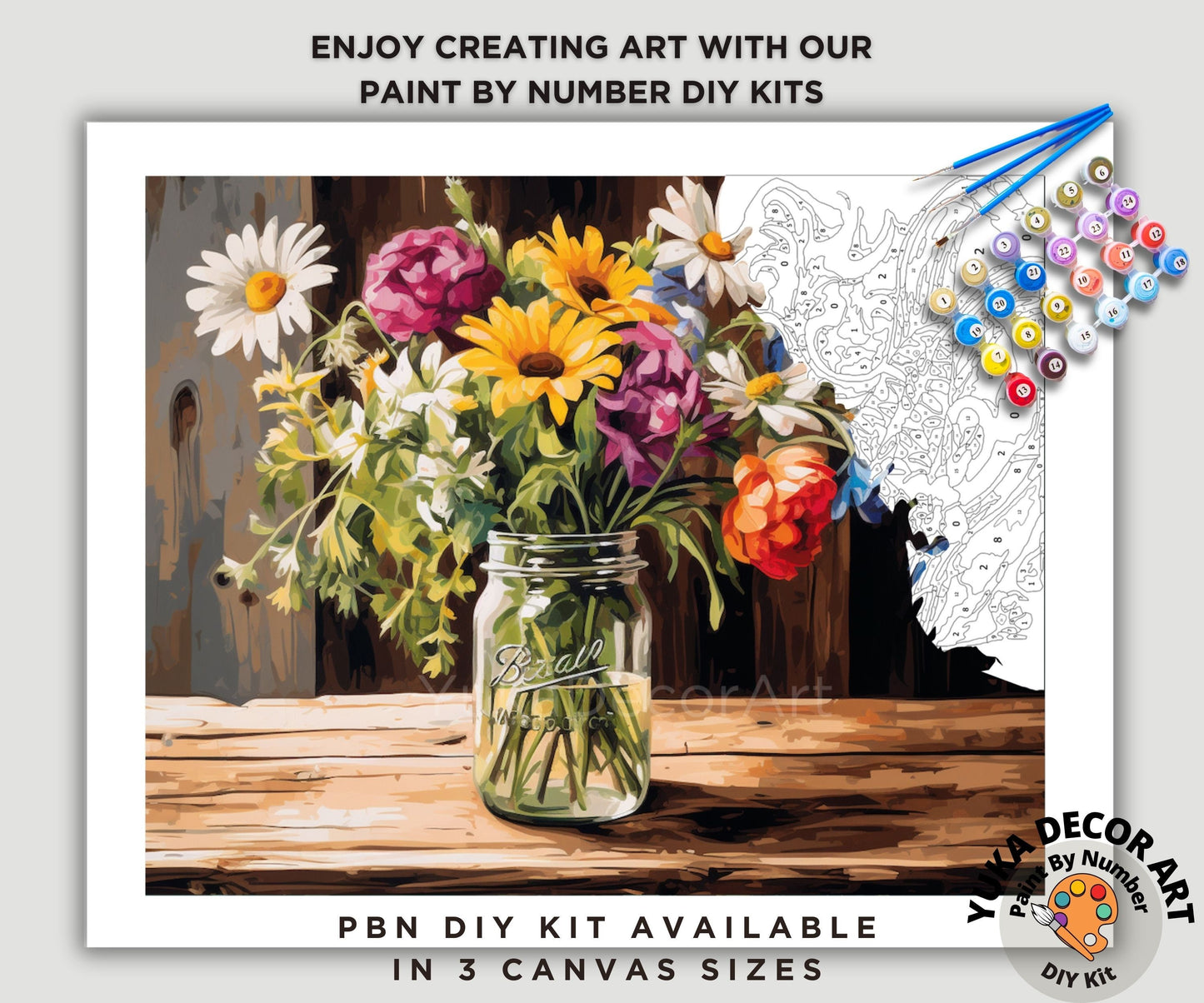 PAINT by NUMBER Kit for Adults Garden Spring Flowers Rustic Decor Easy Beginner Acrylic Paint DIY Wall Art Birthday Gift for Mom Girlfriend
