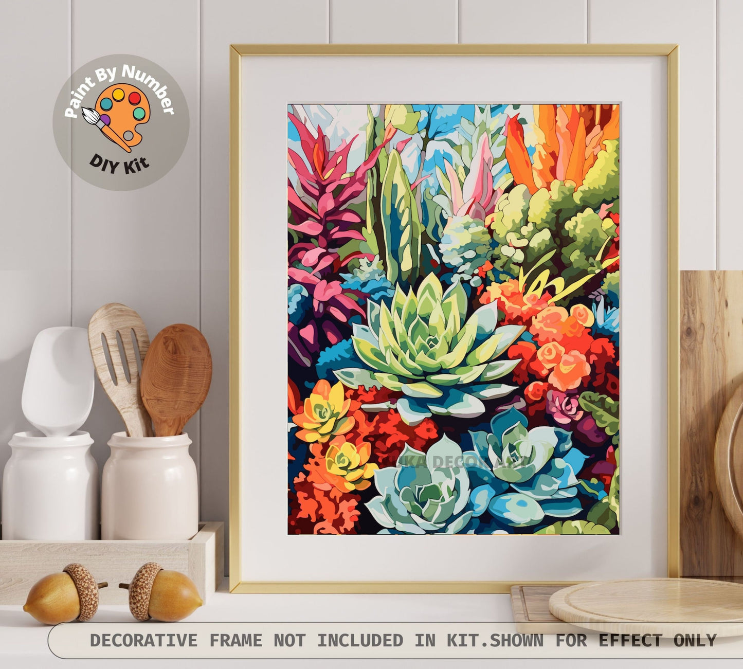 Colorful Succulents PAINT by NUMBER Kit Adult Easy DIY Hobby Acrylic Painting Canvas Birthday Custom Gift For Garden Lover Mom Wife Sister