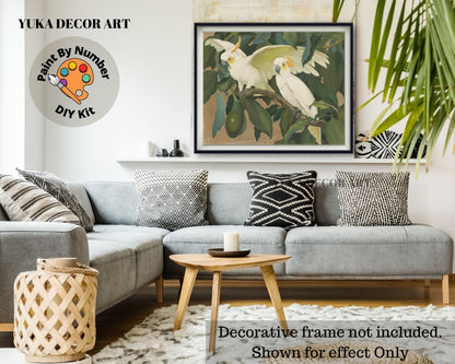 Sulphur Crest White Cockatoo PAINT by NUMBER Premium DIY Paint Kit Adult , Vintage Style Easy Beginner Painting Gift