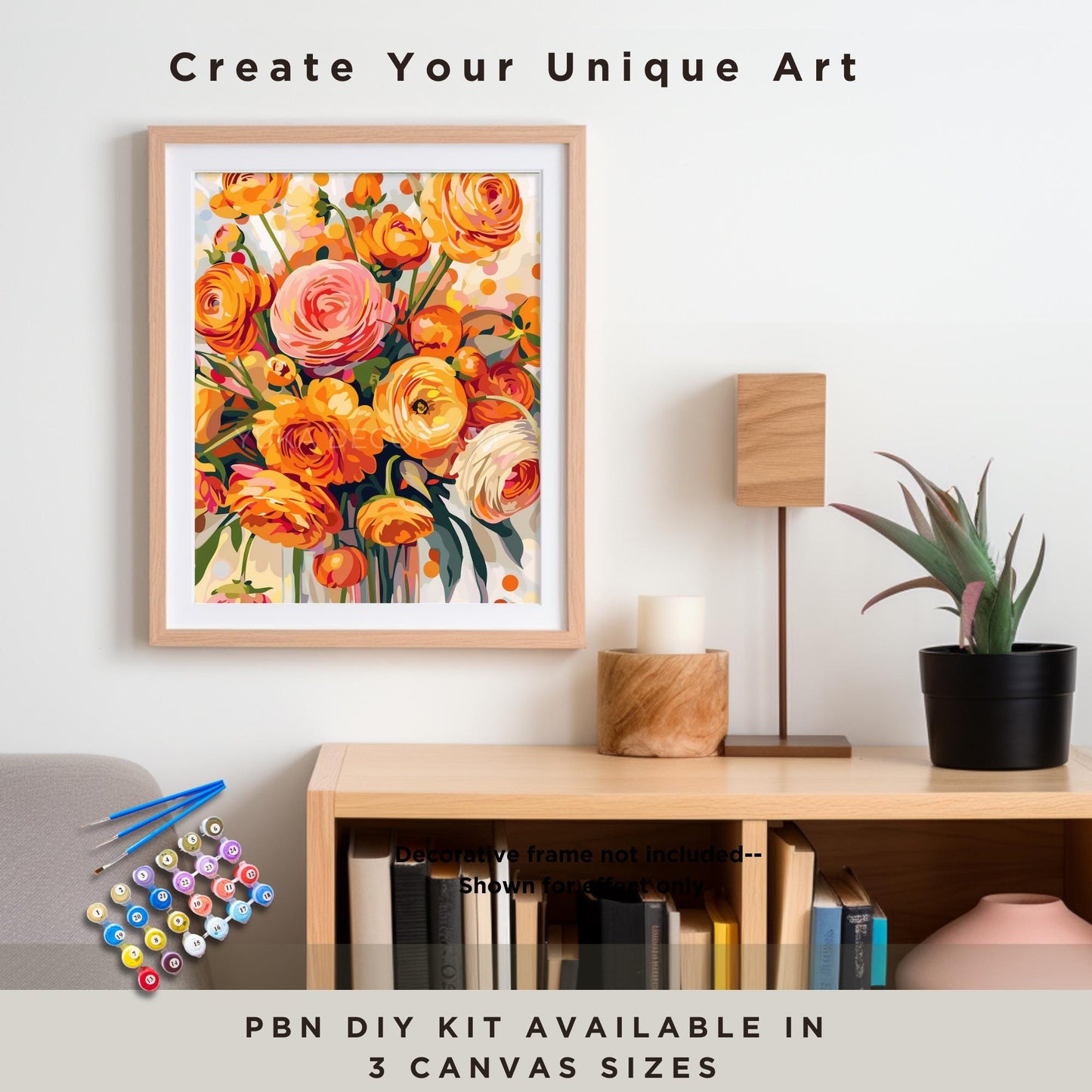 Peach Flowers PAINT by NUMBERS Kit Adult Flowers Painting Easy Beginner Paint Kit Wall Canvas Art Anniversary Gift For Girlfriend Birthday