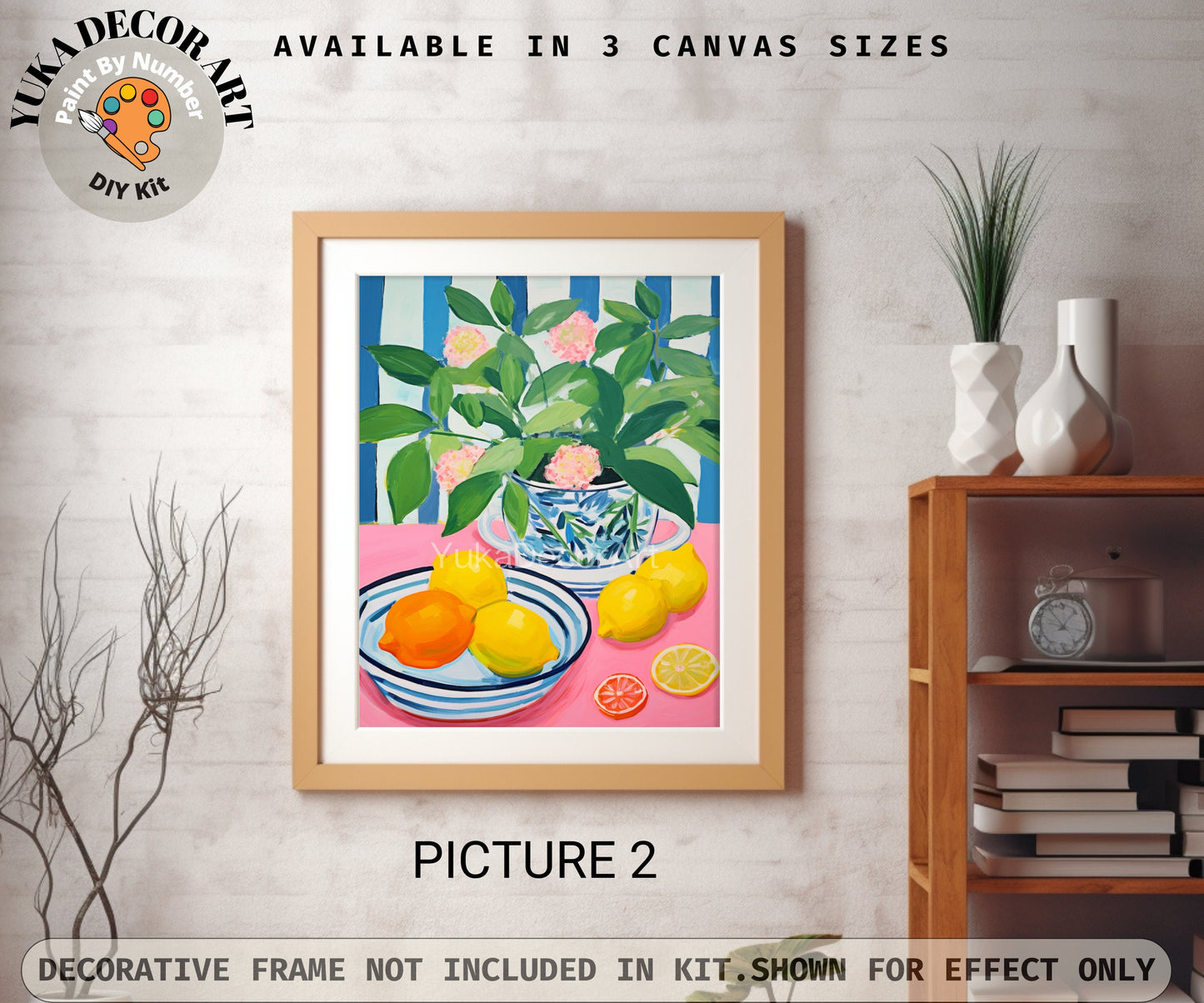 PAINT by NUMBER Kit Adult, Tablescape Kitchen Art , Oranges and Vase Still life Beginner Acrylic Painting DIY Kit Gift for Mom Grandmom Aunt