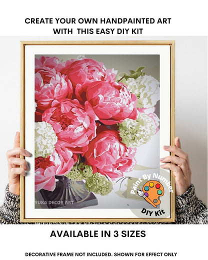 Pink Peonies Paint by Number Kit Adult, Flowers Still Life Painting,Easy Beginner Acrylic Paint Kit, Gift For Mom, Home Decor Gift