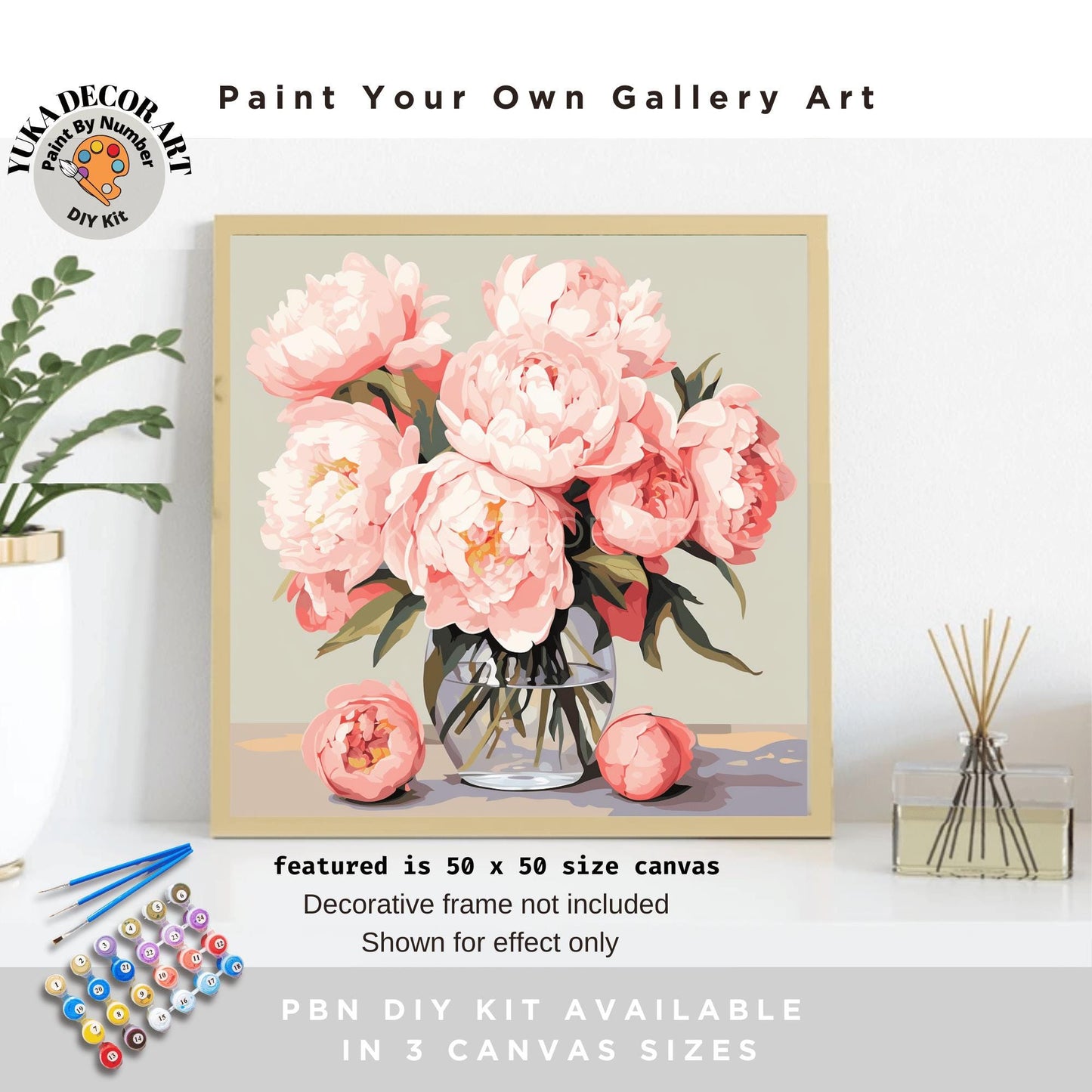 Peony Flowers Vase PAINT by NUMBER Kit Adults Still Life Vintage Style DIY Painting Easy Beginners Wall Art Housewarming Gift Mom Sister