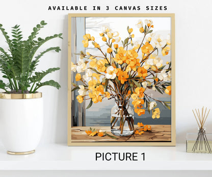 PAINT by NUMBER Kit Adults | Yellow Flowers Set Of 2 | WildFlowers DIY Painting Easy Beginners Hobby Kit Wall Art Birthday Gift Mom Sister