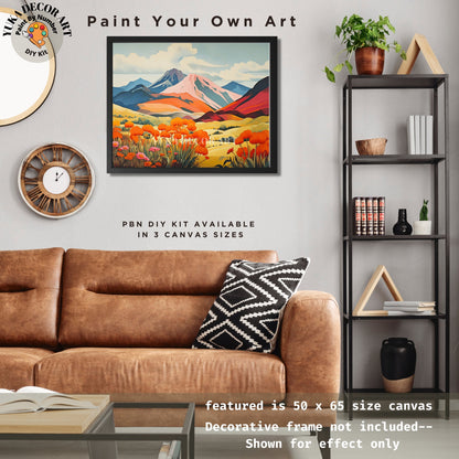 Mountain Landscape Adult PAINT by NUMBER Kit Flowers Valley Easy Beginner Painting DIY Canvas Kit Art Color By Number Set Gift For Mom Dad