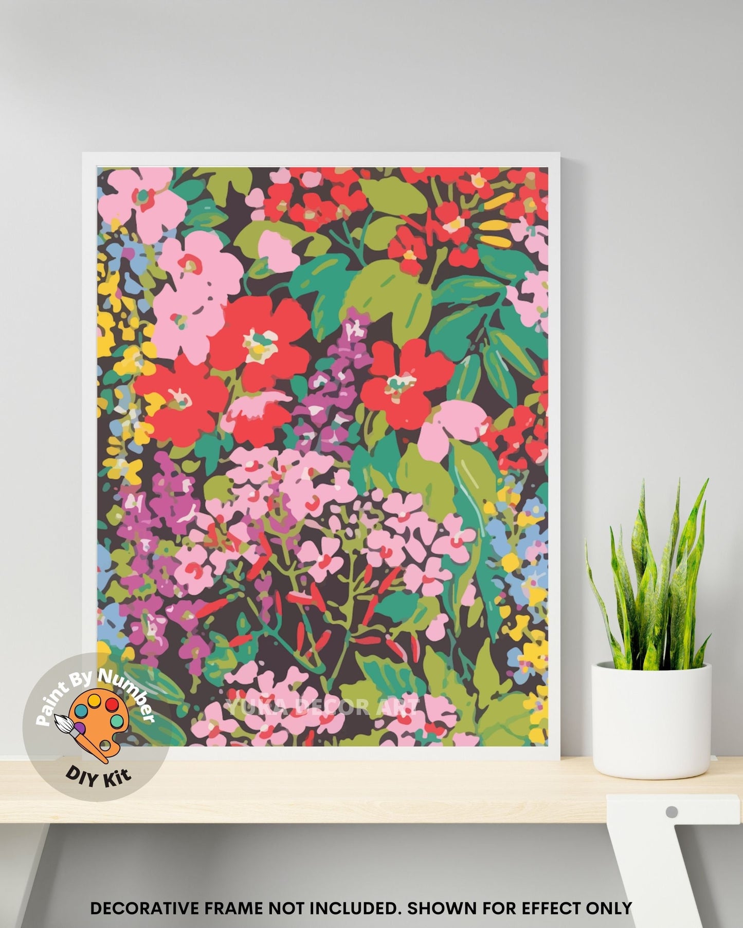 Spring Garden  Flowers PAINT by NUMBER Kit for Adults , Botanical Art ,Easy DIY Beginners Paint Kit ,Living Bedroom Wall Art Decor