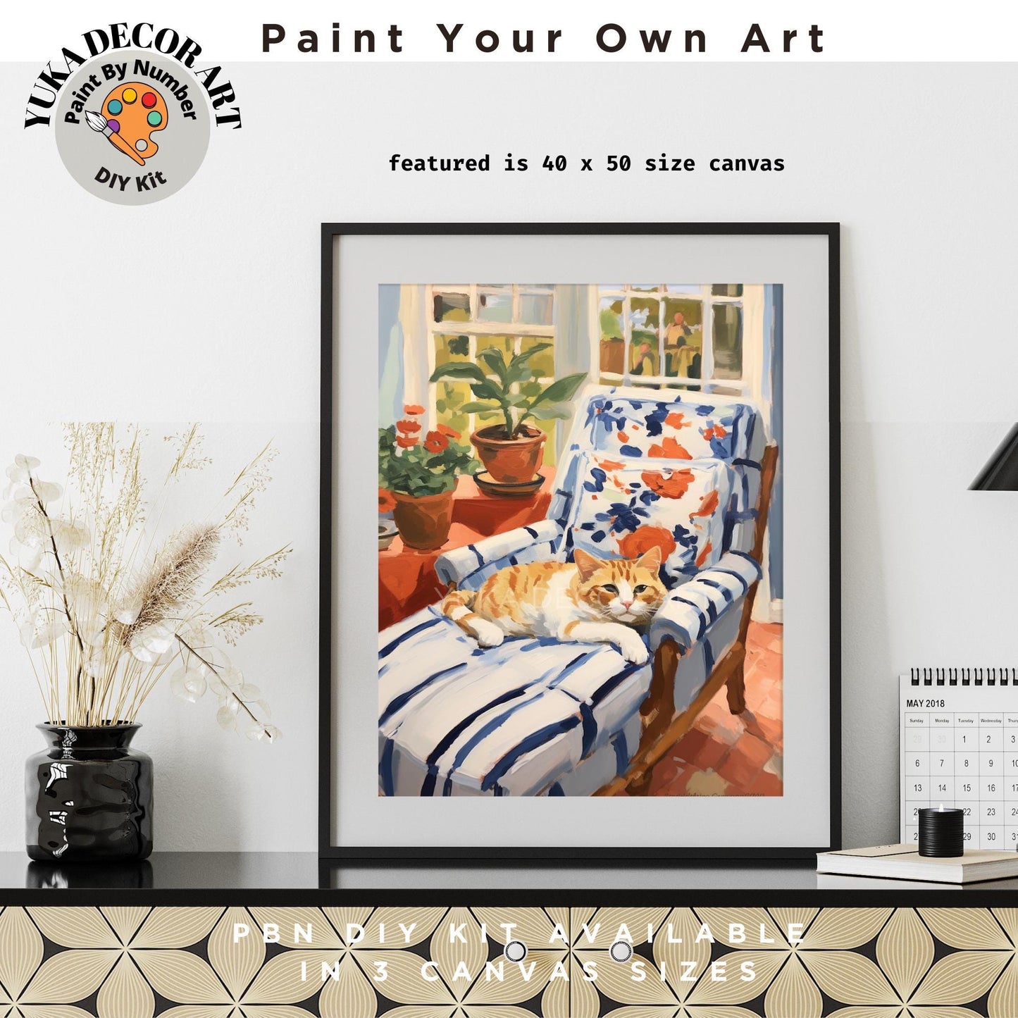 Matisse Inspired Cat PAINT by NUMBER Kit Adult Painting DIY Coloring by Numbers Kit Easy Beginners Art | Birthday Gift For Mom Girlfriend