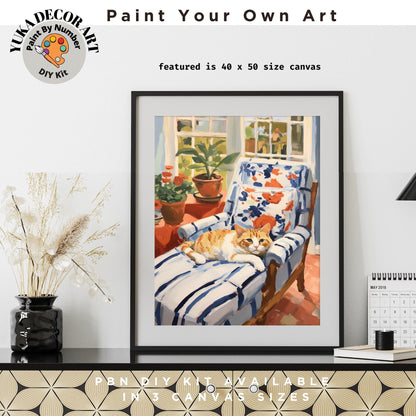 Matisse Inspired Cat PAINT by NUMBER Kit Adult Painting DIY Coloring by Numbers Kit Easy Beginners Art | Birthday Gift For Mom Girlfriend