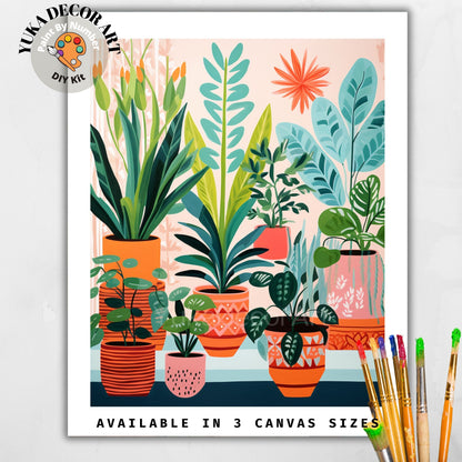 Indoor Plants PAINT by NUMBERS Kit For Adults Minimalist Chic DIY Easy Beginners Painting Kit Wall Art Gift Girlfriend Mom