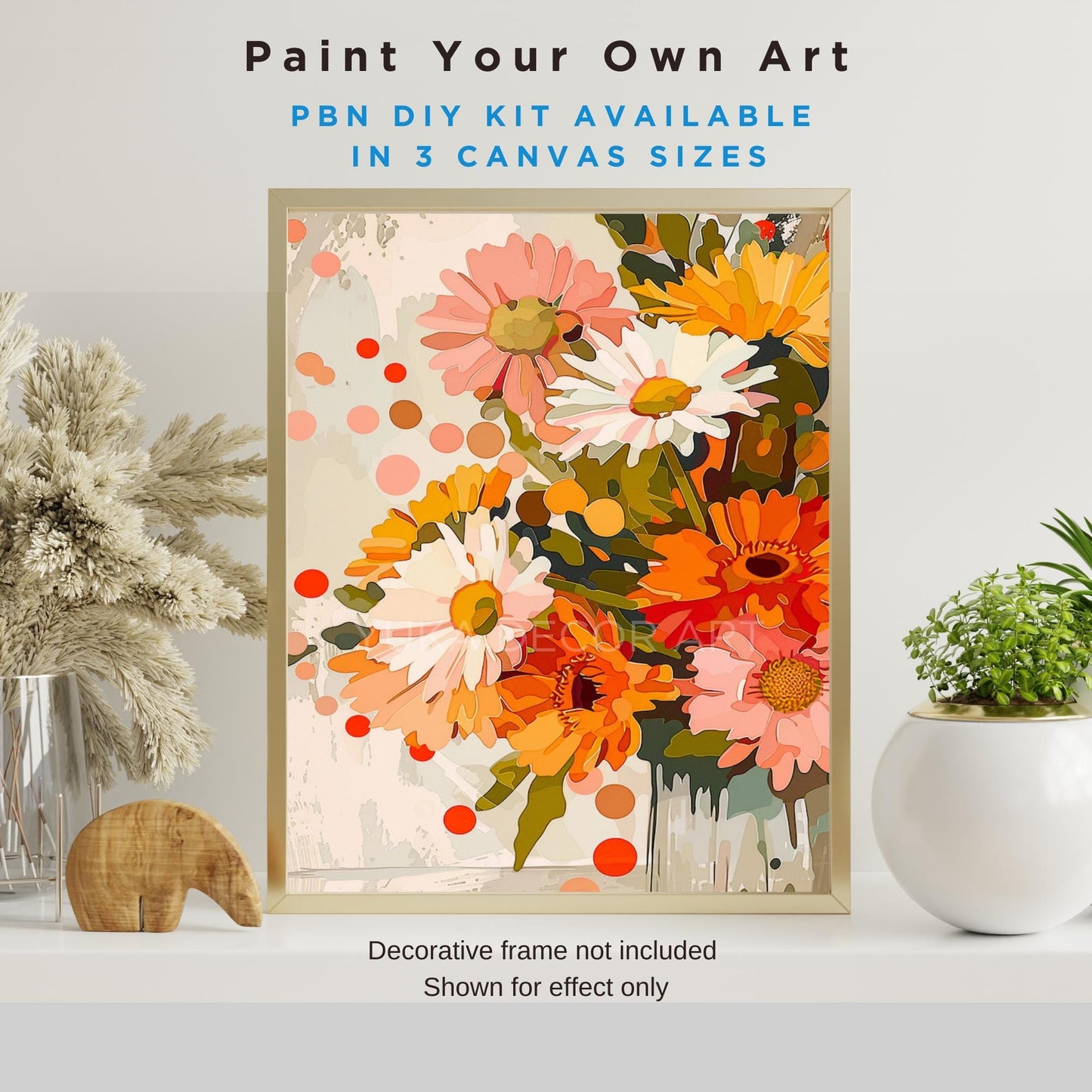 Floral PAINT by NUMBERS Kit Adult Flowers Painting Easy Beginner's Paint Kit Anniversary Mother's Day Gift For Mom Wife Diy Wall Art Decor