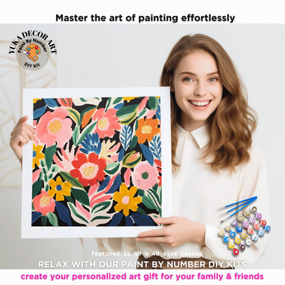 Matisse Flowers PAINT by NUMBER Kit Adult, Floral Wall Art Kit ,Easy Beginner Acrylic Diy Painting | Bday Gift for Wife Girlfriend Sister