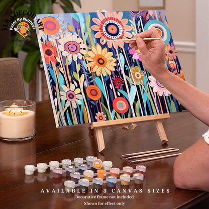 Flowers PAINT by NUMBERS Kit for Adults Modern Boho Whimsical Abstract Easy Beginner Acrylic Paint DIY Kit Wall Art Gift for Mom Custom Kit