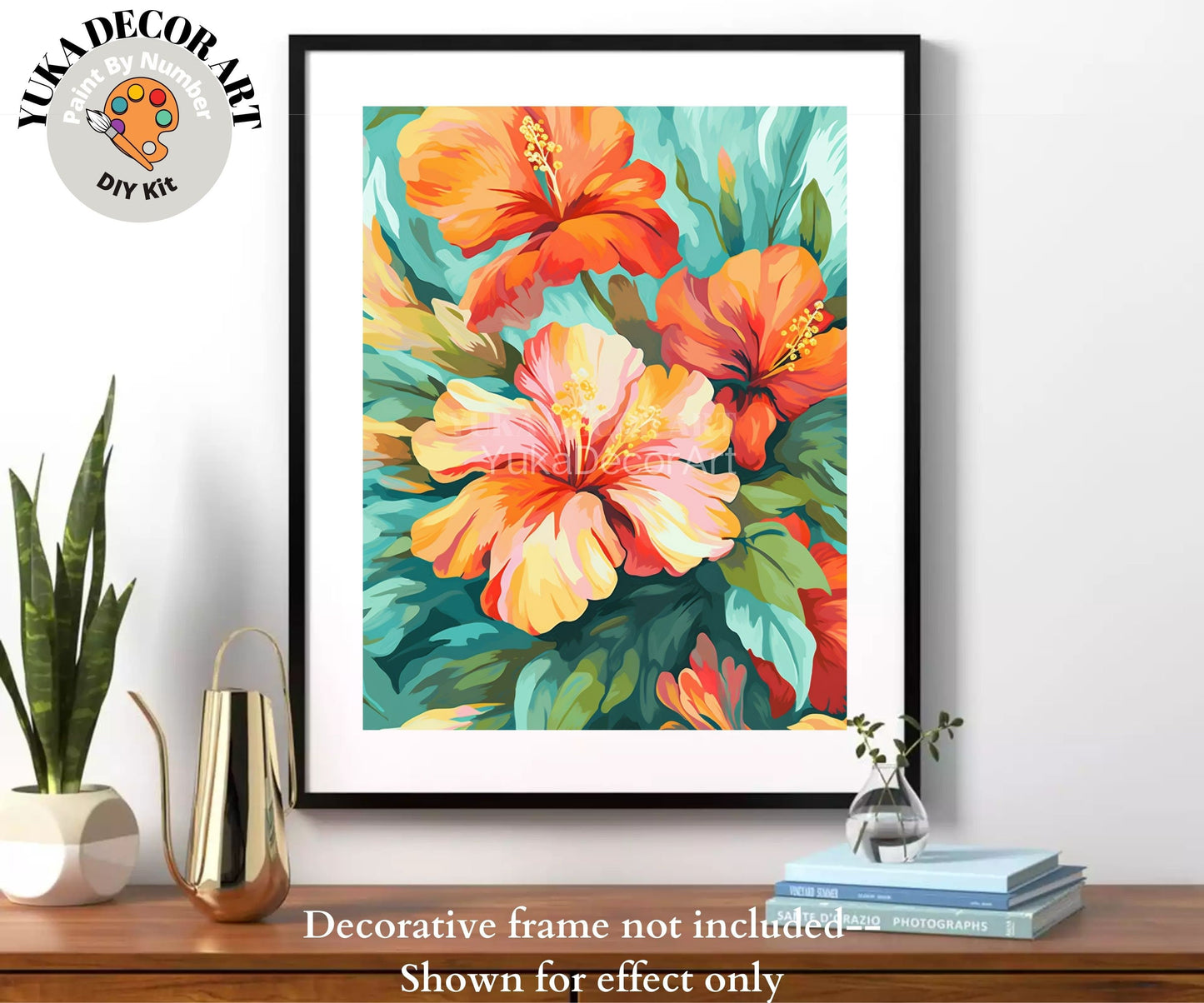 Floral PAINT by NUMBER Kit for Adults Garden Flowers DIY Painting Easy Beginners Acrylic Paint Kit Wall Art Decor Mom Gift