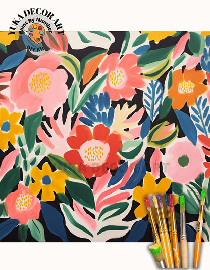 Matisse Flowers PAINT by NUMBER Kit Adult, Floral Wall Art Kit ,Easy Beginner Acrylic Diy Painting | Bday Gift for Wife Girlfriend Sister