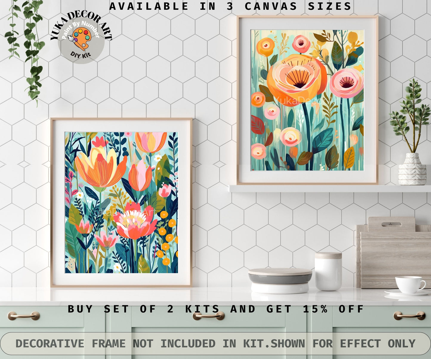 WildFlowers PAINT by NUMBER Kit for Adults  Spring Flowers Painting Easy Beginners Acrylic Paint DIY Kit Wall Art Gift Mom