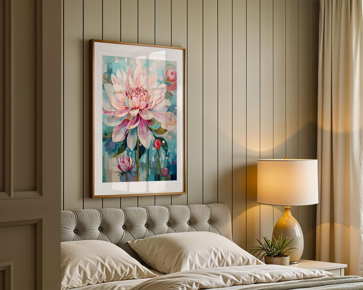 PAINT by NUMBERS Diy Kit Adult Garden Pink Flower Watercolor Wall Art Easy Beginner Acrylic Painting Kit Grandma Mom Gift | Code: FL2309131