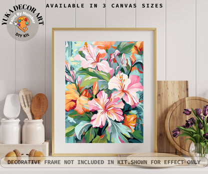 Garden Flower PAINT by NUMBER Kit for Adults Nature Flowers Art Easy Beginners Acrylic Paint DIY Kit Wall Art Gift For Mom Grandmother Wife