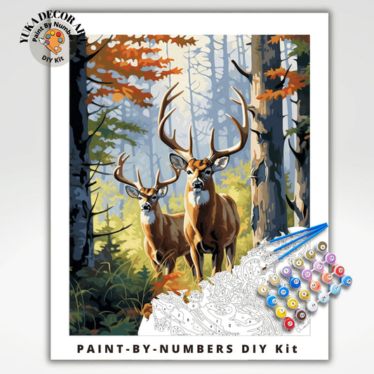 Antlers PAINT by NUMBER Kit DIY Adult Mountain Forest Fall Season Art Easy Beginner Oil Painting Kits Home Decor Christmas Gift For Mom Dad