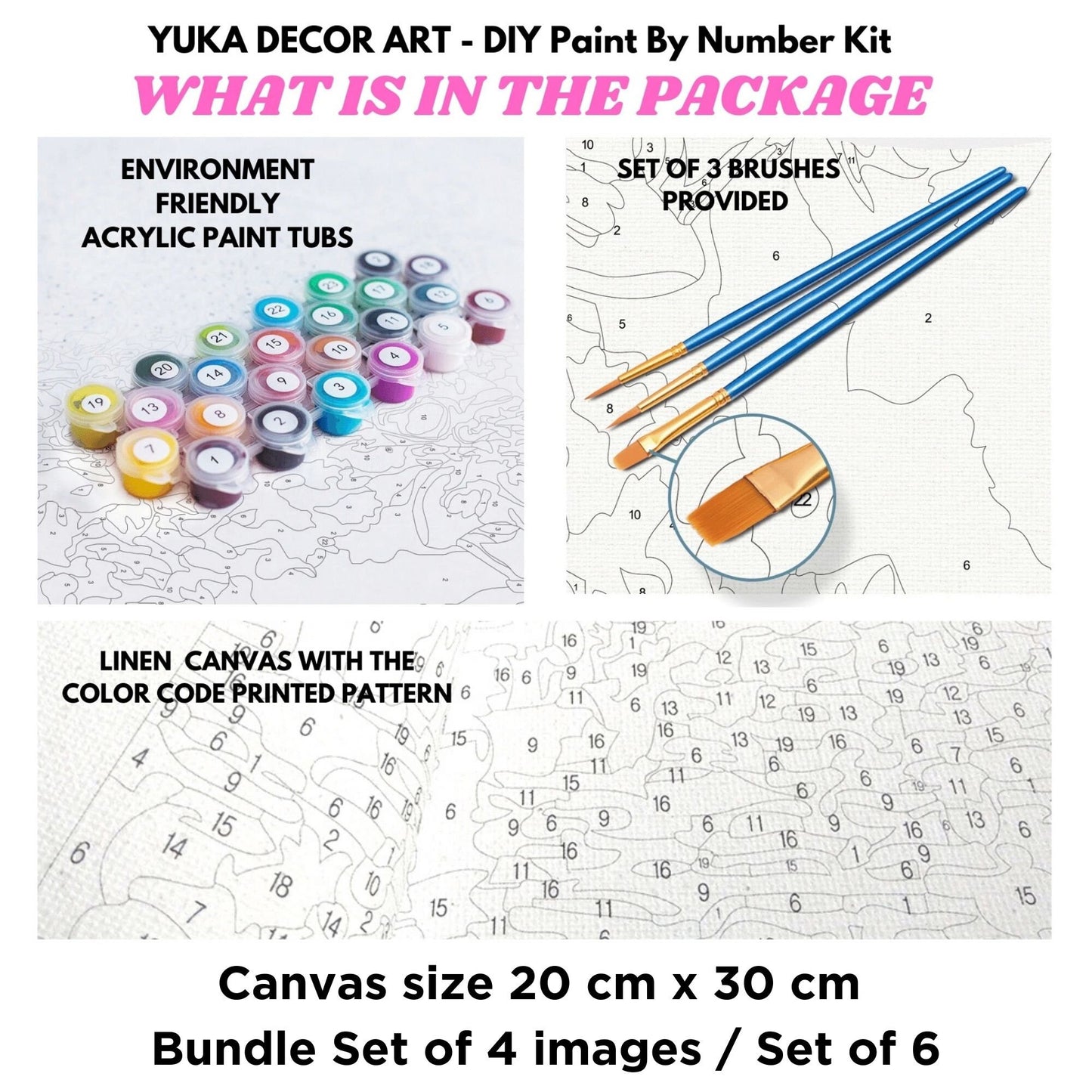 Minimalistic PAINT by NUMBER Kit Adult, Bundle Set of 2 / 3 / 4 / 6 kits , Midwest Boho Desert Art Easy Beginner Acrylic Painting DIY Kit