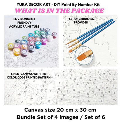 Minimalistic PAINT by NUMBER Kit Adult, Bundle Set of 2 / 3 / 4 / 6 kits , Midwest Boho Desert Art Easy Beginner Acrylic Painting DIY Kit