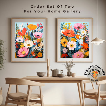 Floral PAINT by NUMBERS Diy Kit Adults Spring Flower Garden DIY Painting Easy Beginners Canvas Kit Wall Art Mother's Day Gift Girlfriend