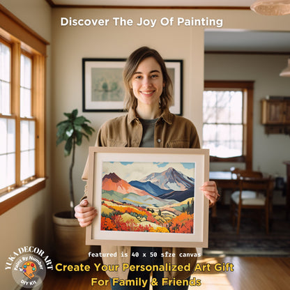 Poppies Valley PAINT by NUMBER Kit Adult Contemporary Abstract Mountain Art Bold Style Easy Beginner Oil Painting DIY Kit Bday Gift Mom Dad