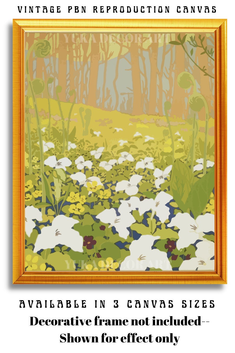 Vintage Style PAINT by NUMBER Kit Adult , DIY Paint Kit , Spring Flower Field , Easy Beginner Acrylic Canvas ,Gift for Vintage lover