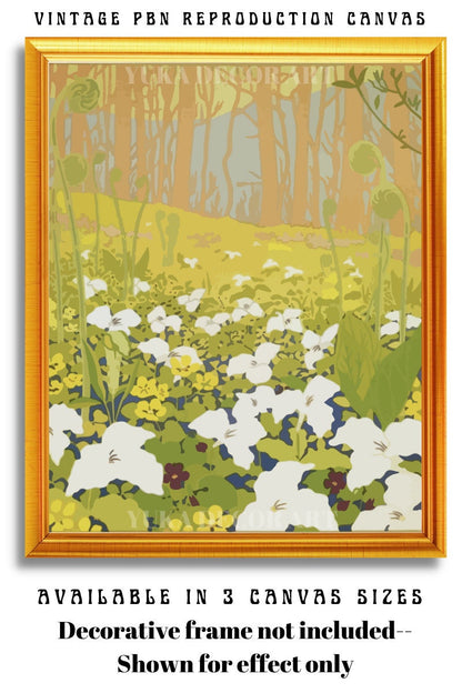 Vintage Style PAINT by NUMBER Kit Adult , DIY Paint Kit , Spring Flower Field , Easy Beginner Acrylic Canvas ,Gift for Vintage lover