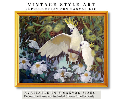 Tropical Garden White Cockatoo PAINT by NUMBER Premium DIY Paint Kit Adult , Vintage Style Easy Beginner Painting Gift