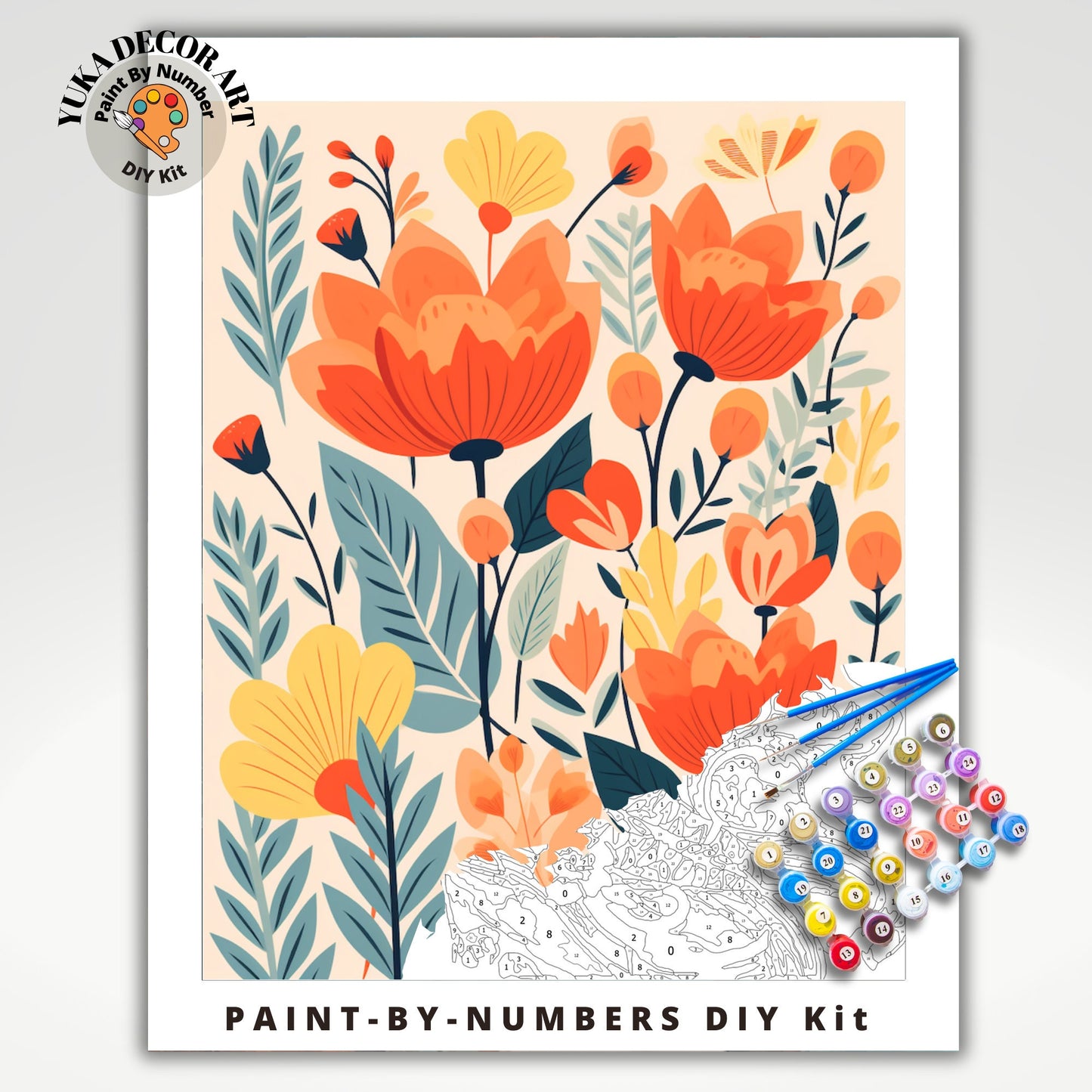 PAINT by NUMBER Kit Adult Garden Flowers Vintage Spring Colourful Wall Art Easy Beginner Acrylic Paint DIY Kit Mom Dad Gift
