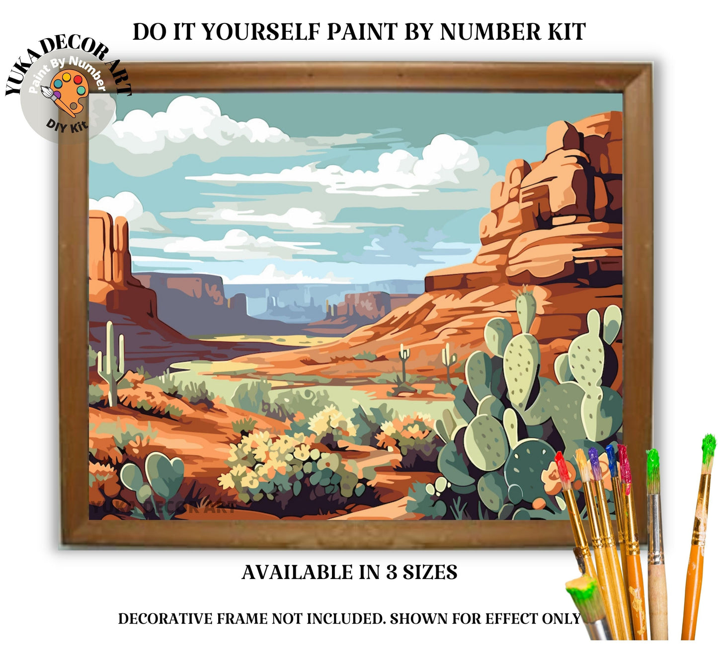 Rustic Southwestern PAINT by NUMBER Kit Adult Landscape Desert Painting Easy Beginners DIY Paint Kit Cactus Vintage Art Gift Girlfriend Wife