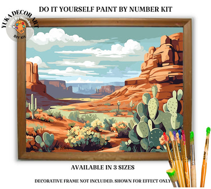 Rustic Southwestern PAINT by NUMBER Kit Adult Landscape Desert Painting Easy Beginners DIY Paint Kit Cactus Vintage Art Gift Girlfriend Wife