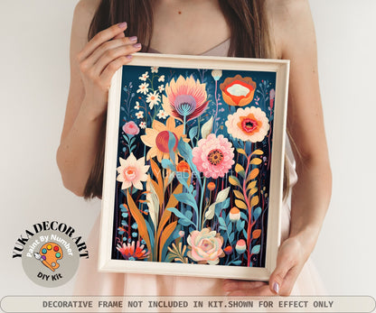 WildFlowers PAINT by NUMBER Kit for Adults Spring Flowers Painting Easy Beginners Acrylic Paint DIY Wall Art Birthday Gift Girlfriend Mom